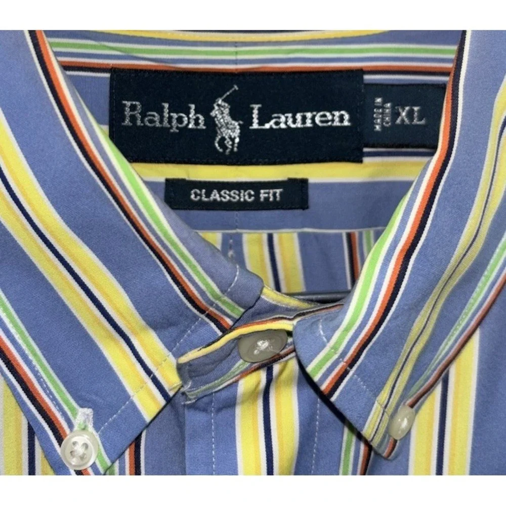 VTG Ralph Lauren Shirt Mens XL Classic Fit Striped Button Down Long Sleeve Prepp
